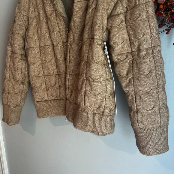 Joie Womens Quilted Knit Puffer Bomber Cable Knit Jacket Full Zip Size MEDIUM in - Picture 7 of 12